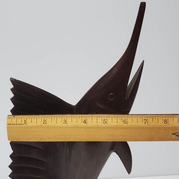 Vintage 15.5" Carved Wooden Ironwood Swordfish Marlin Sailfish Large Sculpture - Picture 5 of 8